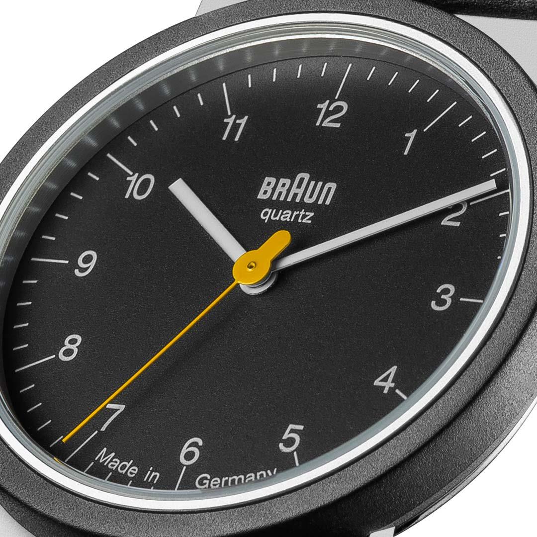 AW10 Braun classic watch - black dial and black leather strap - Image 4