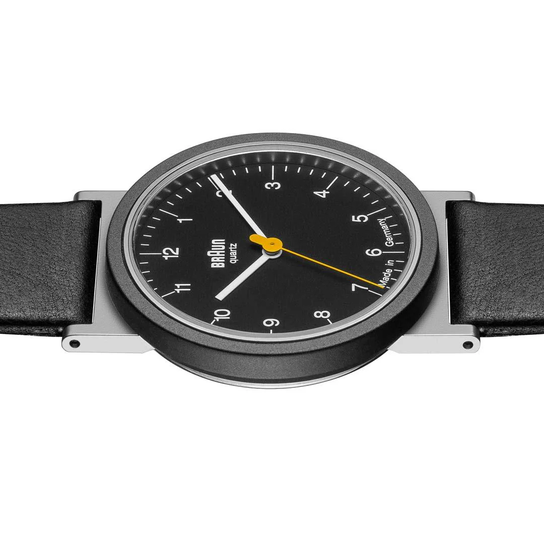 AW10 Braun classic watch - black dial and black leather strap - Image 5