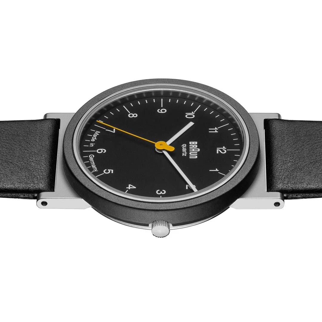 AW10 Braun classic watch - black dial and black leather strap - Image 6