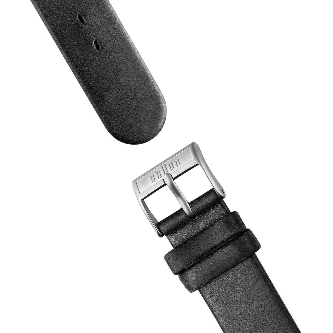 AW10 Braun classic watch - black dial and black leather strap - Image 7