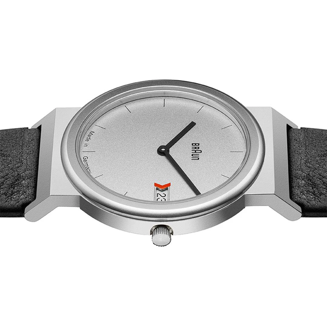 AW50 Braun classic watch -grey dial and black leather strap - Image 4