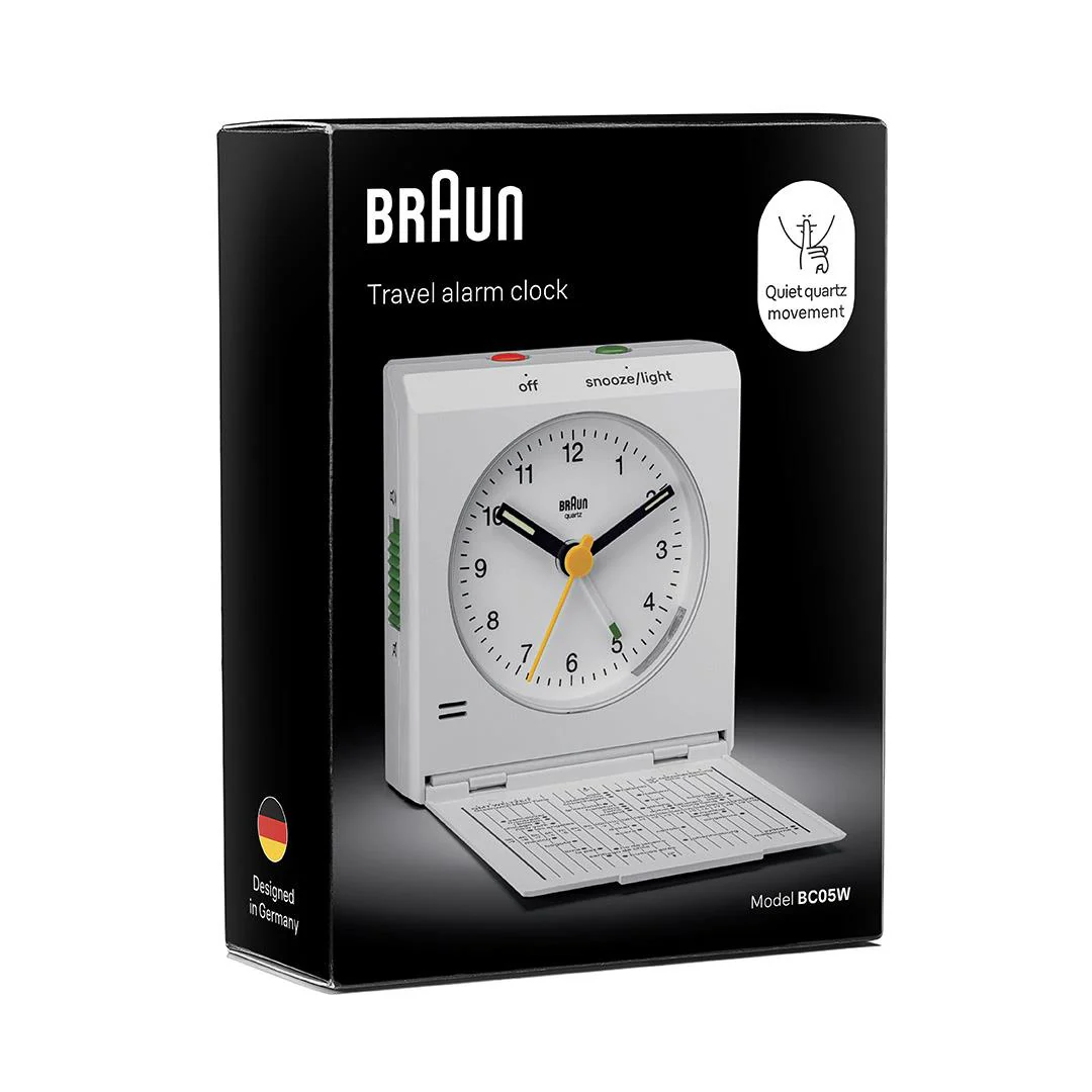 BC05 Braun travel analogue alarm clock- white - Image 9