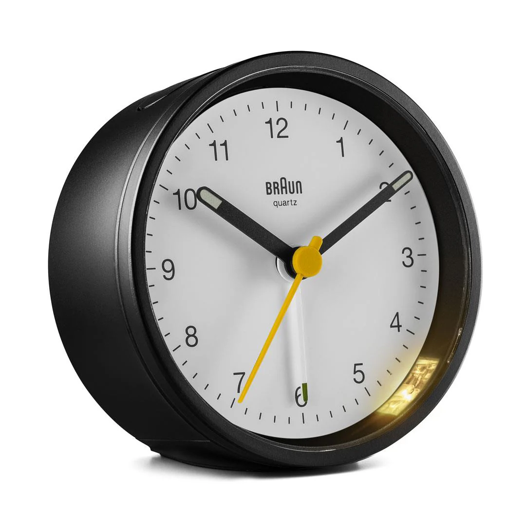 BC12 Braun classic analogue alarm clock - black & white - Image 2