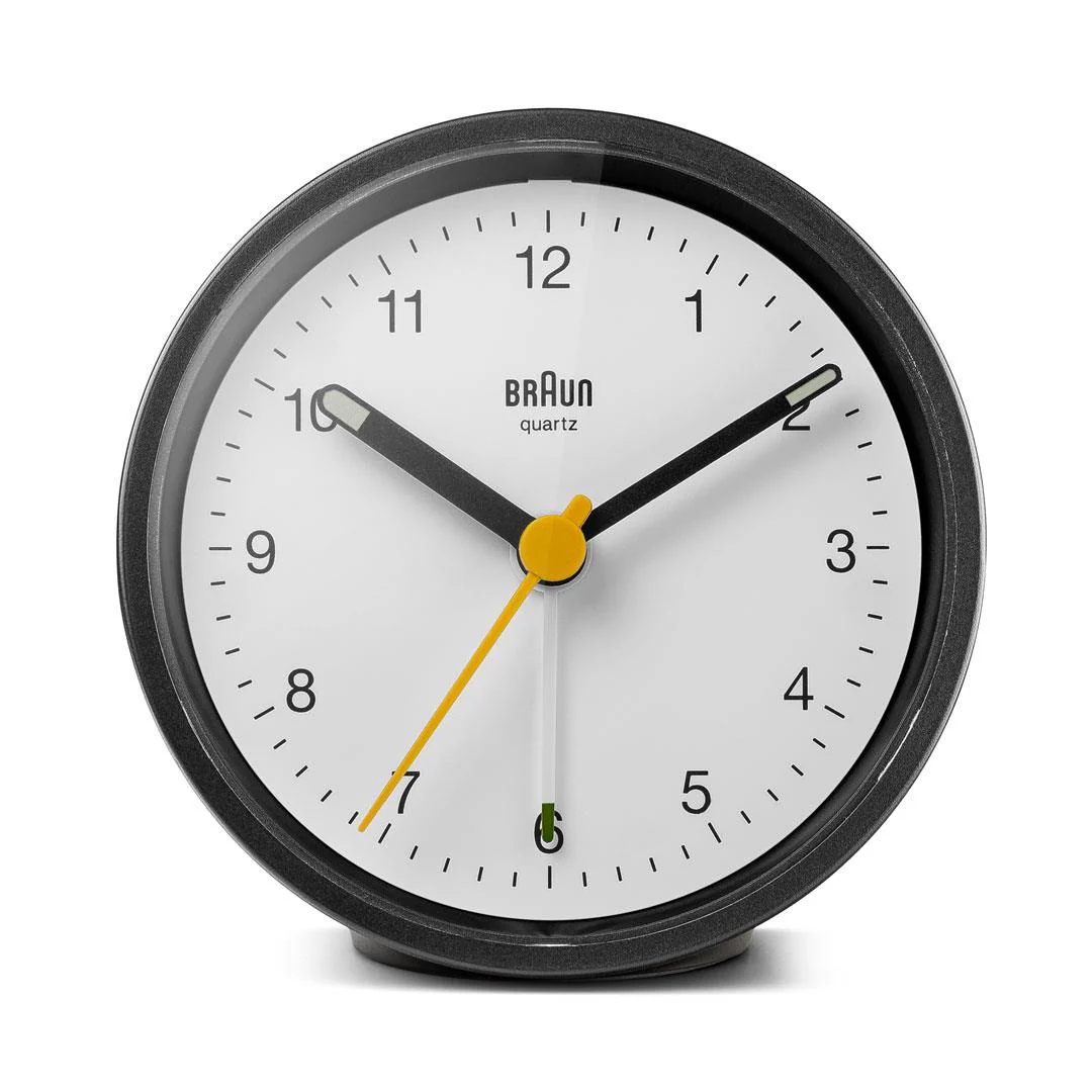 BC12 Braun classic analogue alarm clock - black & white - Image 3