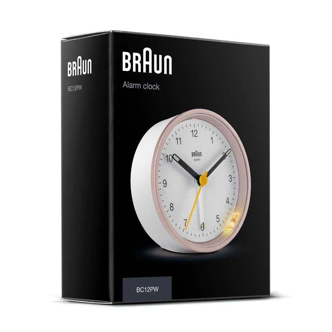 BC12 Braun classic analogue alarm clock - rose & white - Image 7
