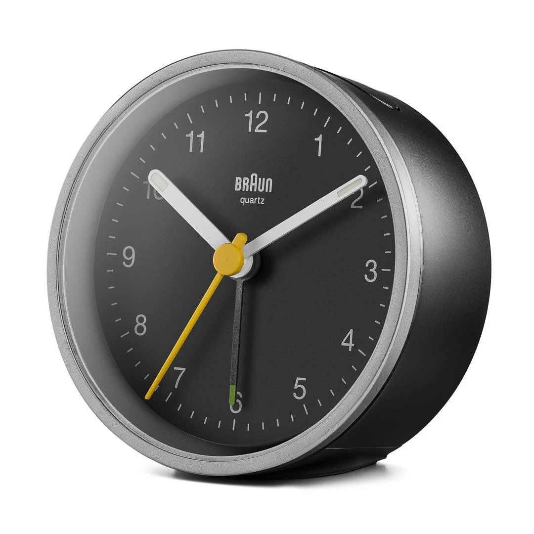 BC12 Braun classic analogue alarm clock - silver & black - Image 4