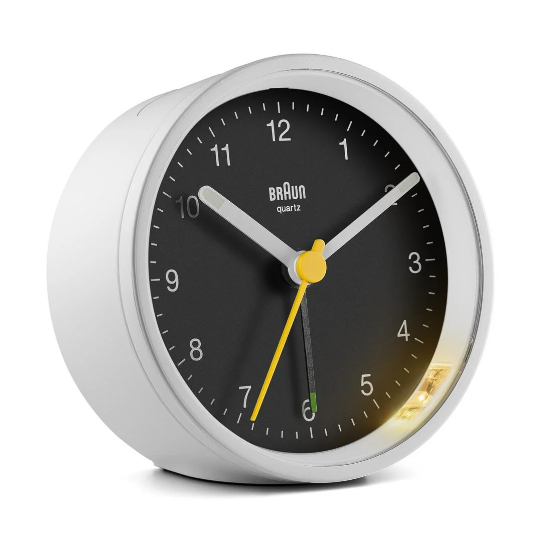 BC12 Braun classic analogue alarm clock - white & black - Image 2
