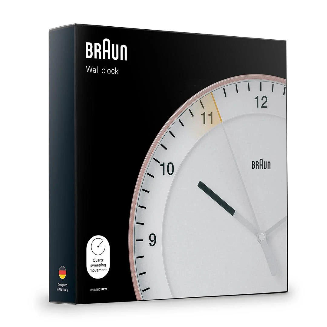 BC17 Braun classic large analogue wall clock - rose & white - Image 6