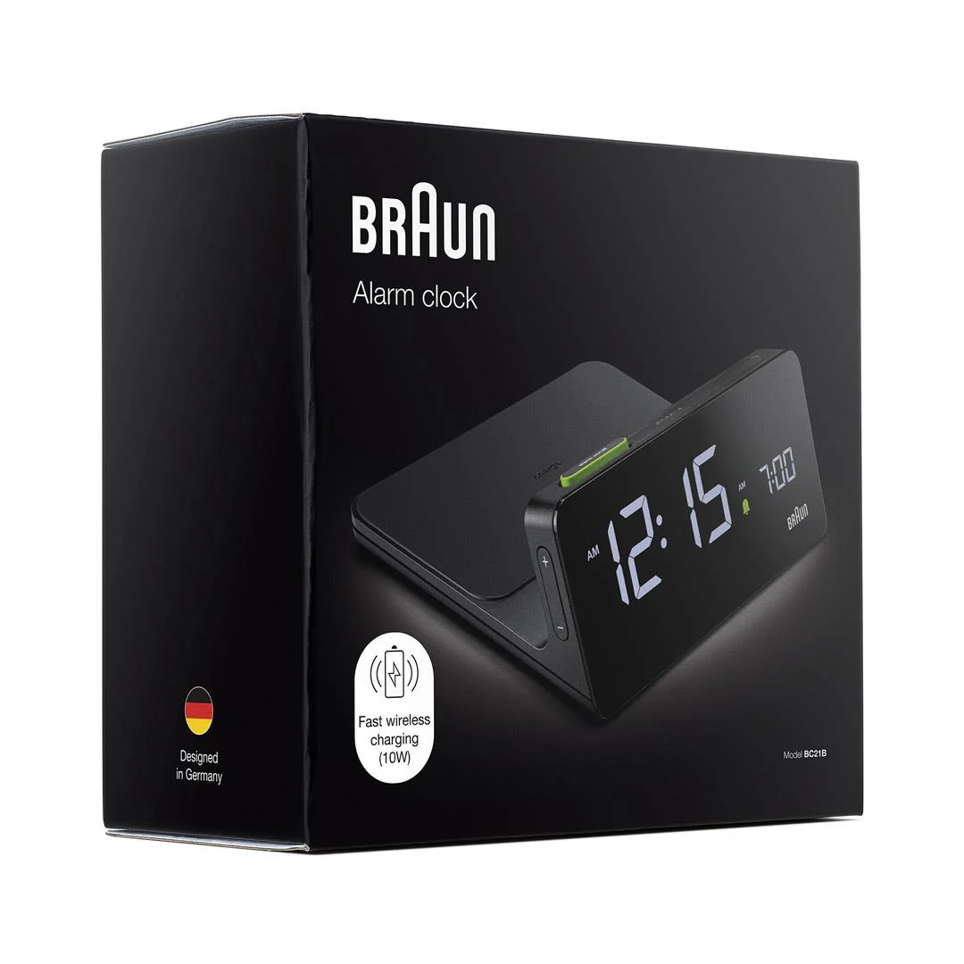 BC21 Braun Digital Wireless Charging Alarm Clock - Black - Image 8