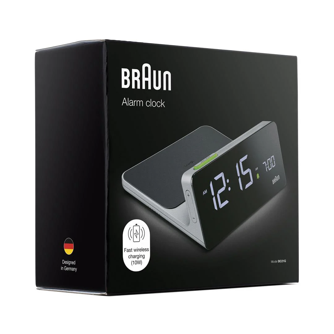 BC21 Braun digital wireless charging alarm clock - grey - Image 6