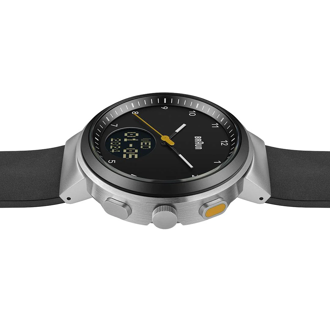 BN0299 Braun step counter watch - black dial and black silicone strap - Image 3