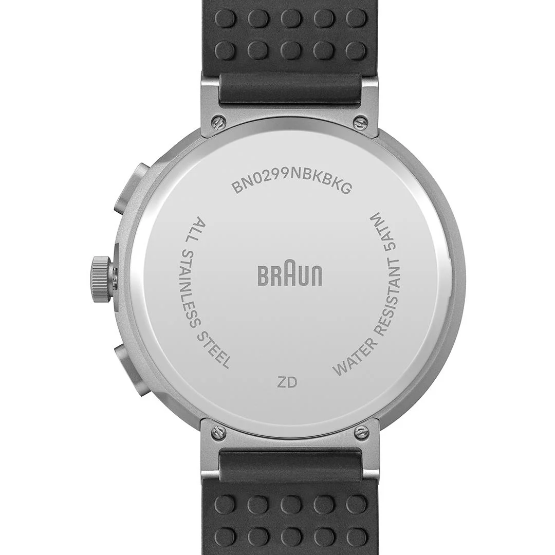 BN0299 Braun step counter watch - black dial and black silicone strap - Image 9