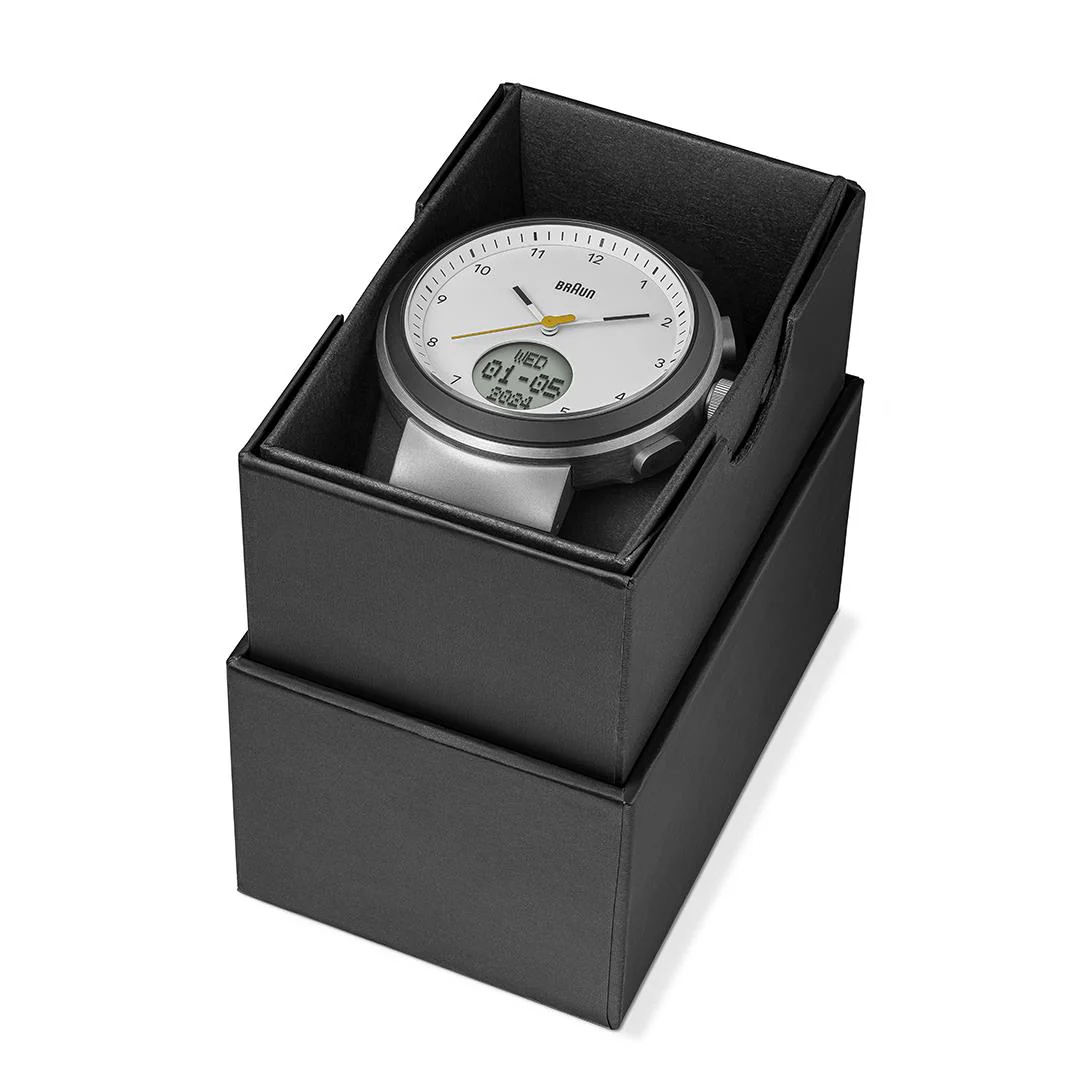 BN0299 Braun step counter watch - white dial and black silicone strap - Image 11