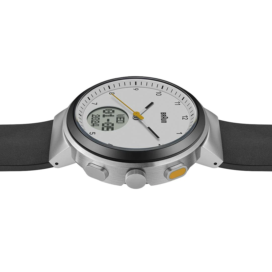 BN0299 Braun step counter watch - white dial and black silicone strap - Image 3