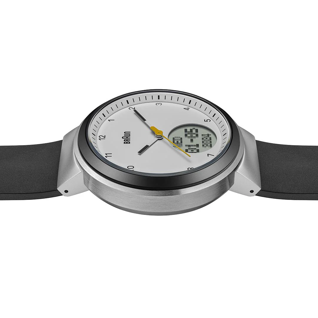 BN0299 Braun step counter watch - white dial and black silicone strap - Image 4