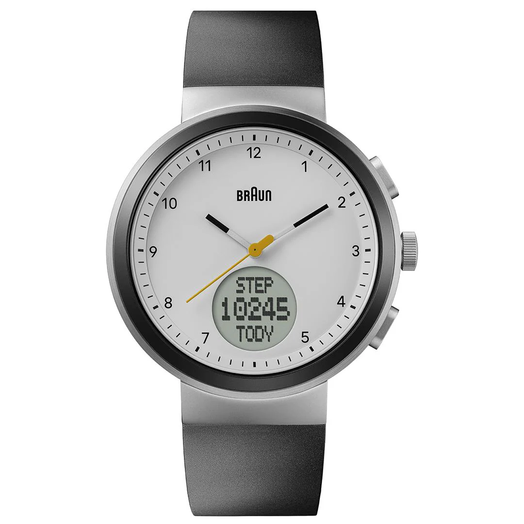 BN0299 Braun step counter watch - white dial and black silicone strap - Image 7