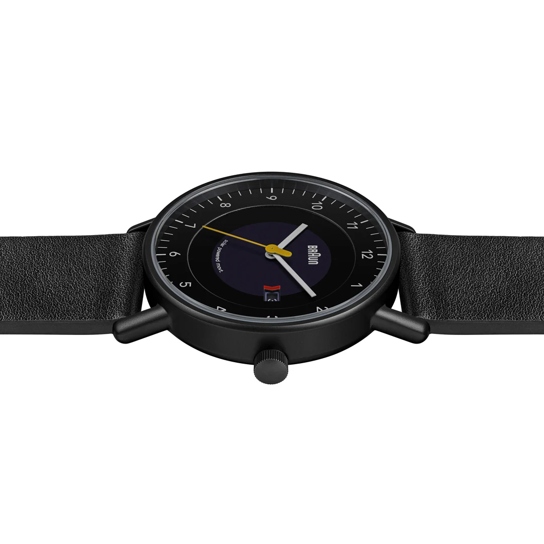 BN0301 Braun gents solar watch - black dial and black leather strap - Image 4