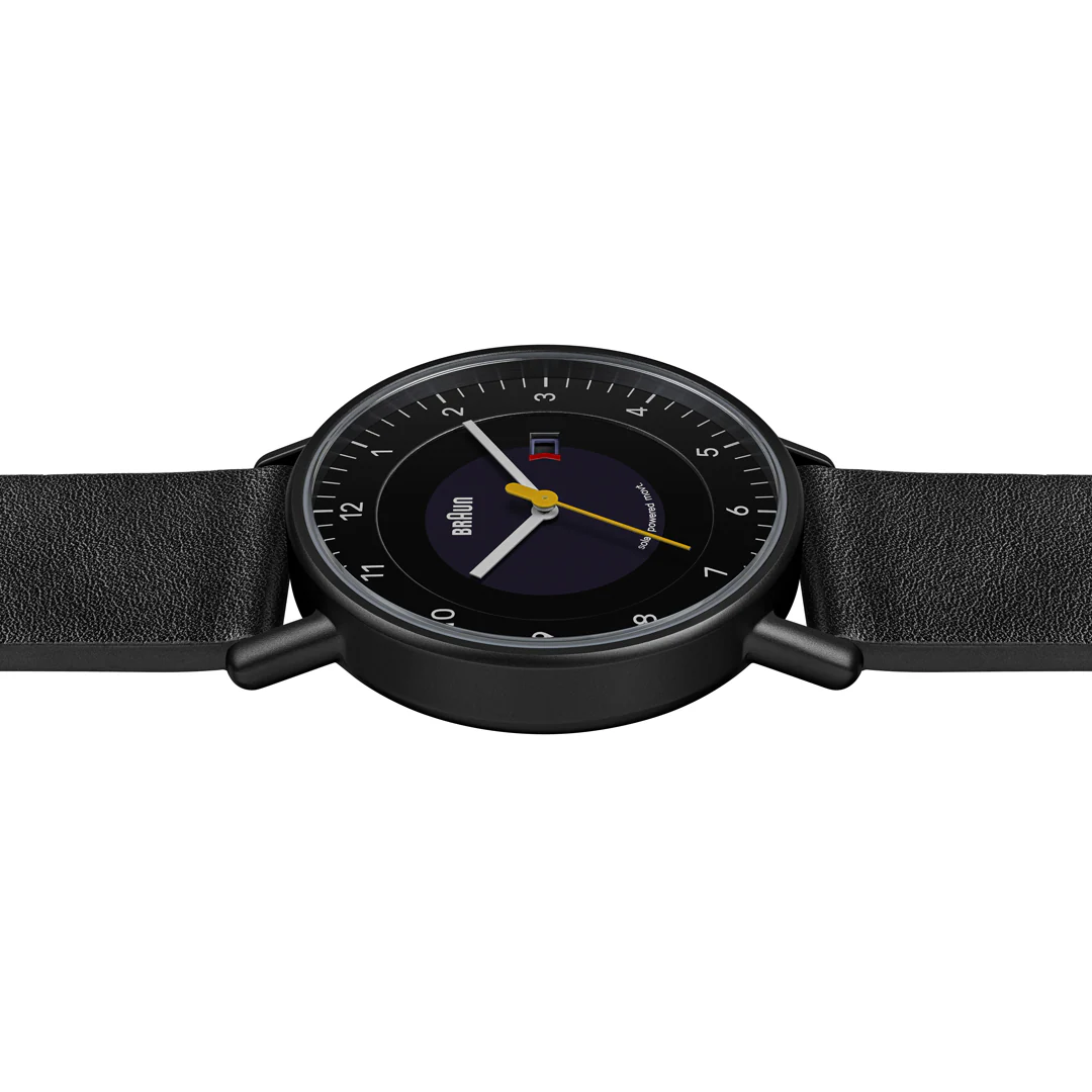 BN0301 Braun gents solar watch - black dial and black leather strap - Image 5