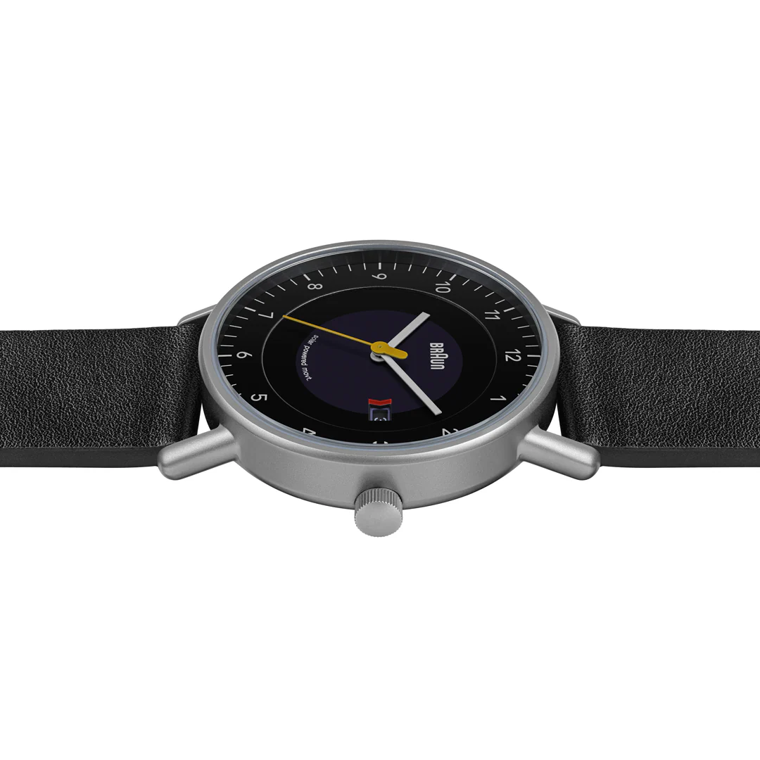BN0301 Braun gents solar watch - black dial and black leather strap - Image 4