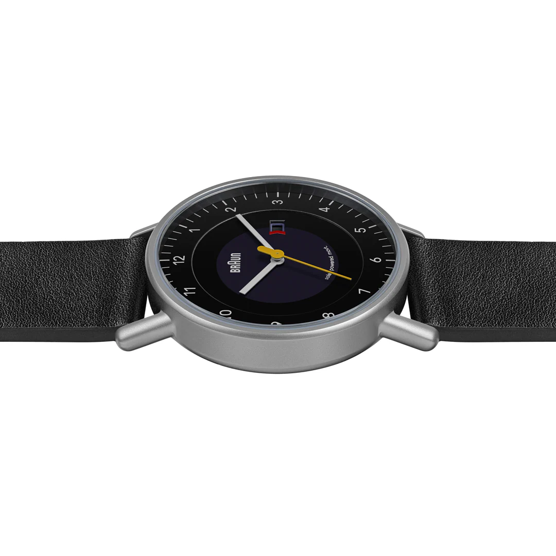 BN0301 Braun gents solar watch - black dial and black leather strap - Image 5