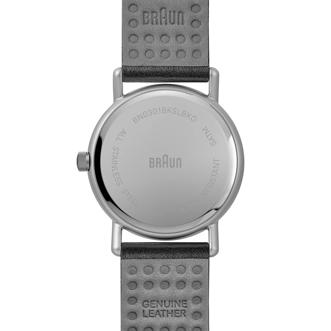BN0301 Braun gents solar watch - black dial and black leather strap - Image 6