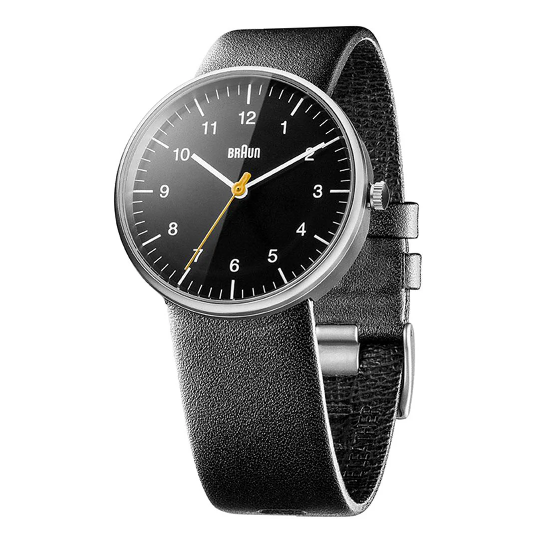 BN0021 Braun gents classic watch - black dial and black leather strap - Image 2