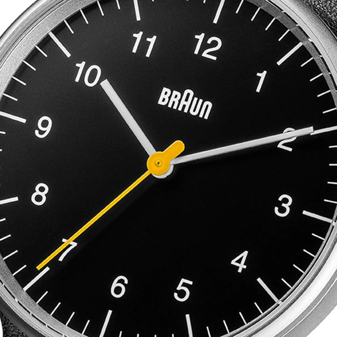 BN0021 Braun gents classic watch - black dial and black leather strap - Image 5