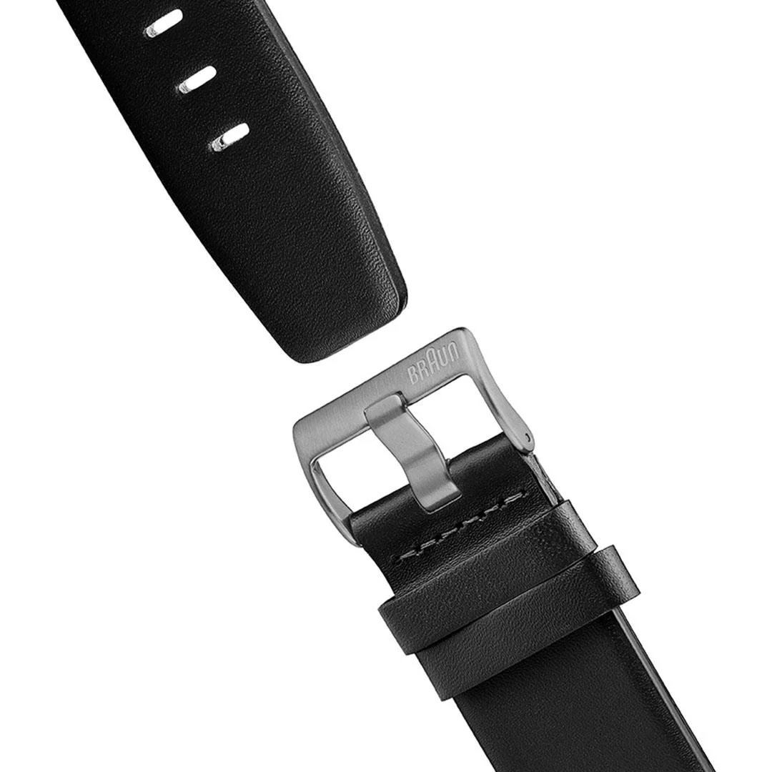 BN0021 Braun gents classic watch - black dial and black leather strap - Image 7