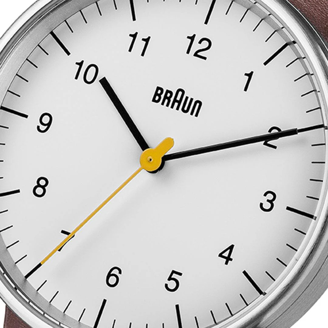 BN0021 Braun gents classic watch - white dial and brown leather strap - Image 5