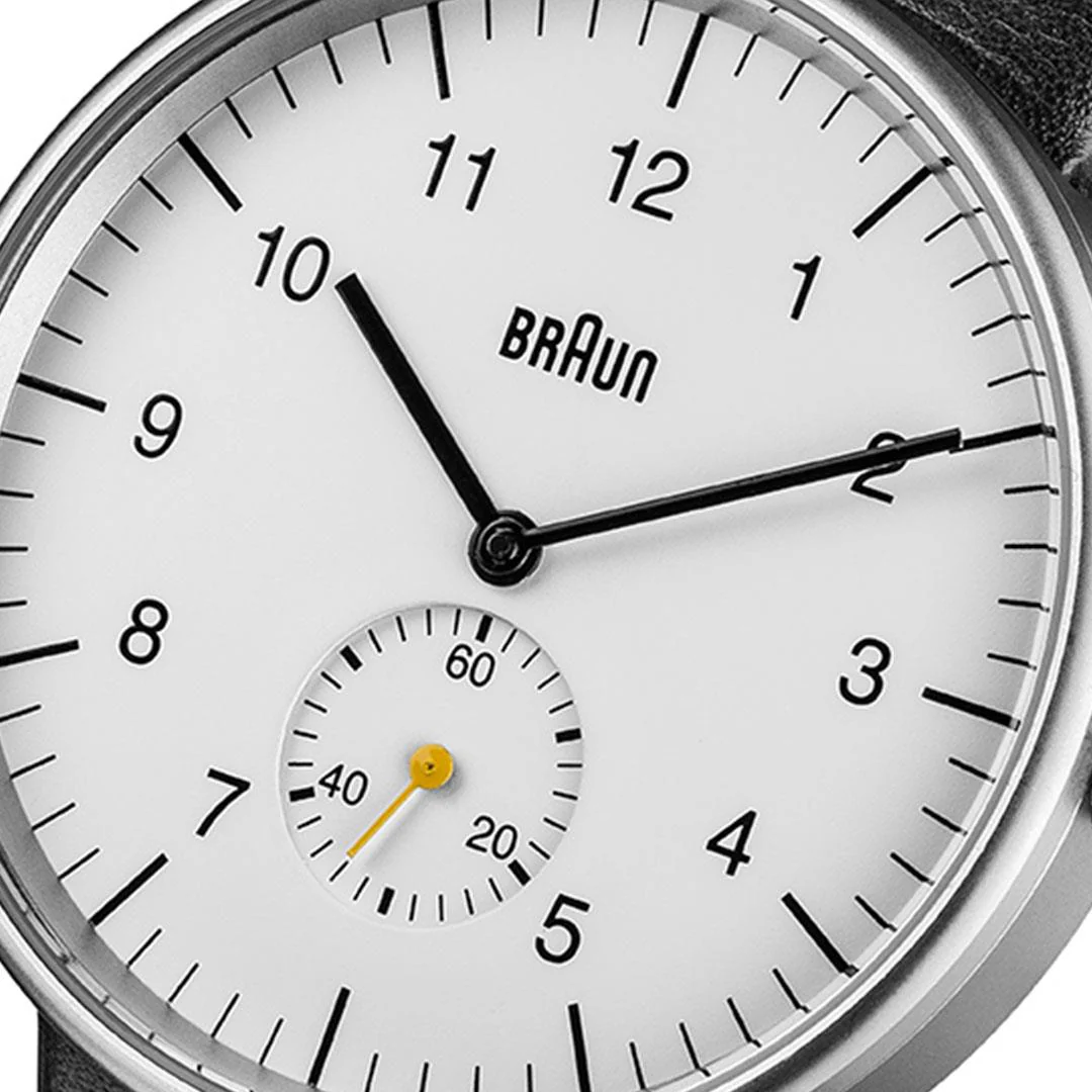 BN0024 Braun gents classic watch - white dial and black leather strap - Image 5