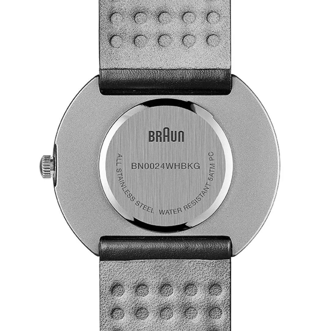 BN0024 Braun gents classic watch - white dial and black leather strap - Image 6