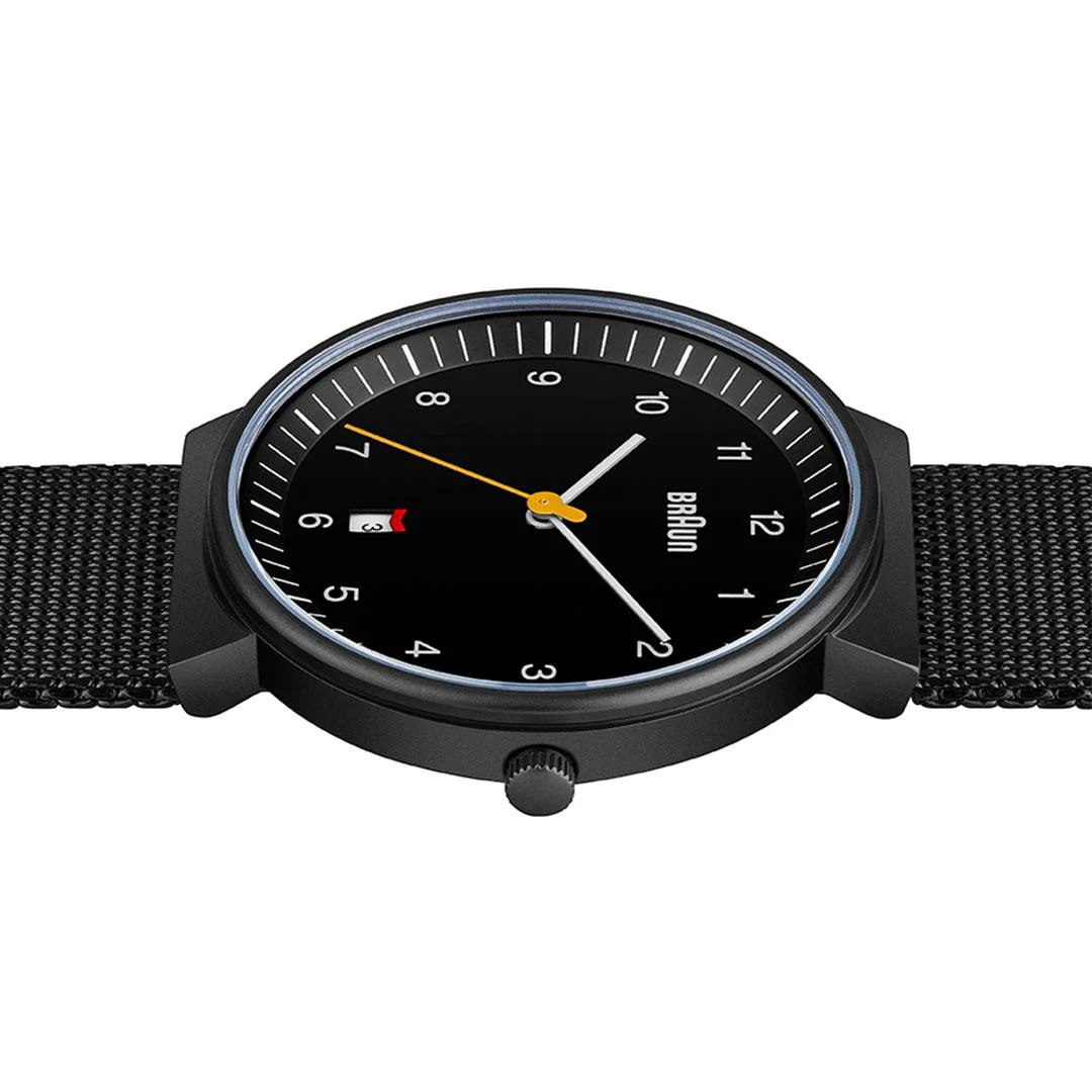 BN0032 Braun gents classic watch - black dial and black mesh bracelet - Image 4