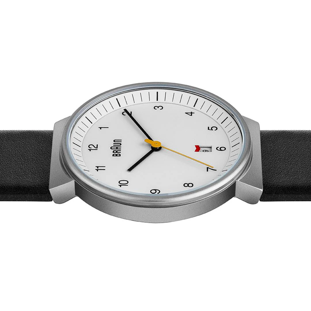 BN0032 Braun gents classic watch - white dial and black leather strap - Image 3