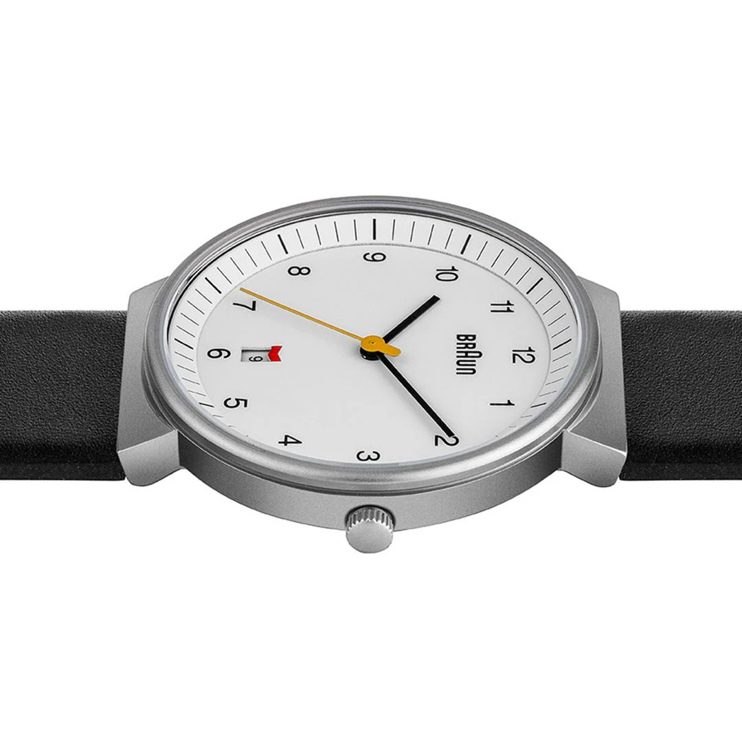 BN0032 Braun gents classic watch - white dial and black leather strap - Image 4