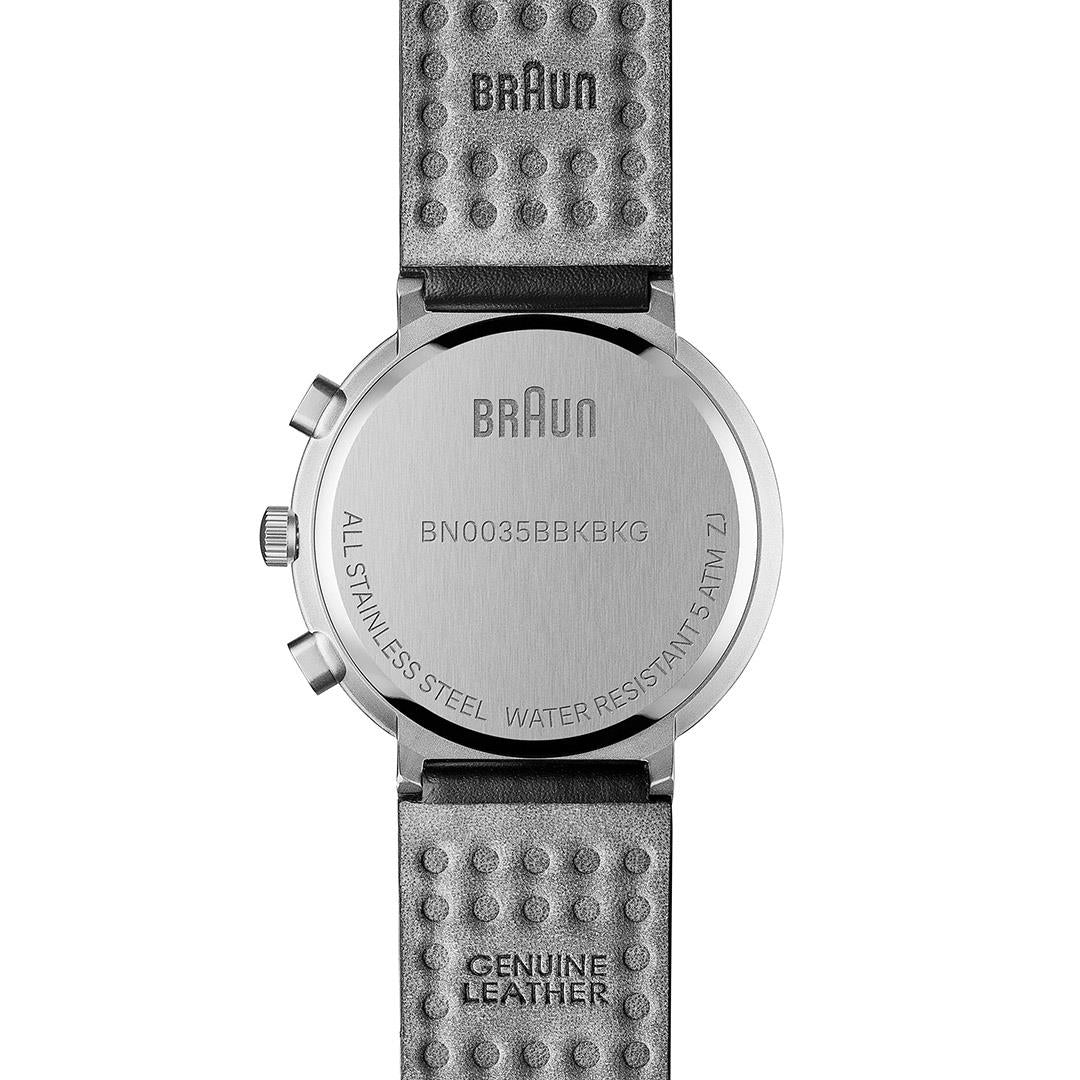 Braun Gents BN0035 Classic Chronograph Watch - Black and Black Leather Strap - Image 6