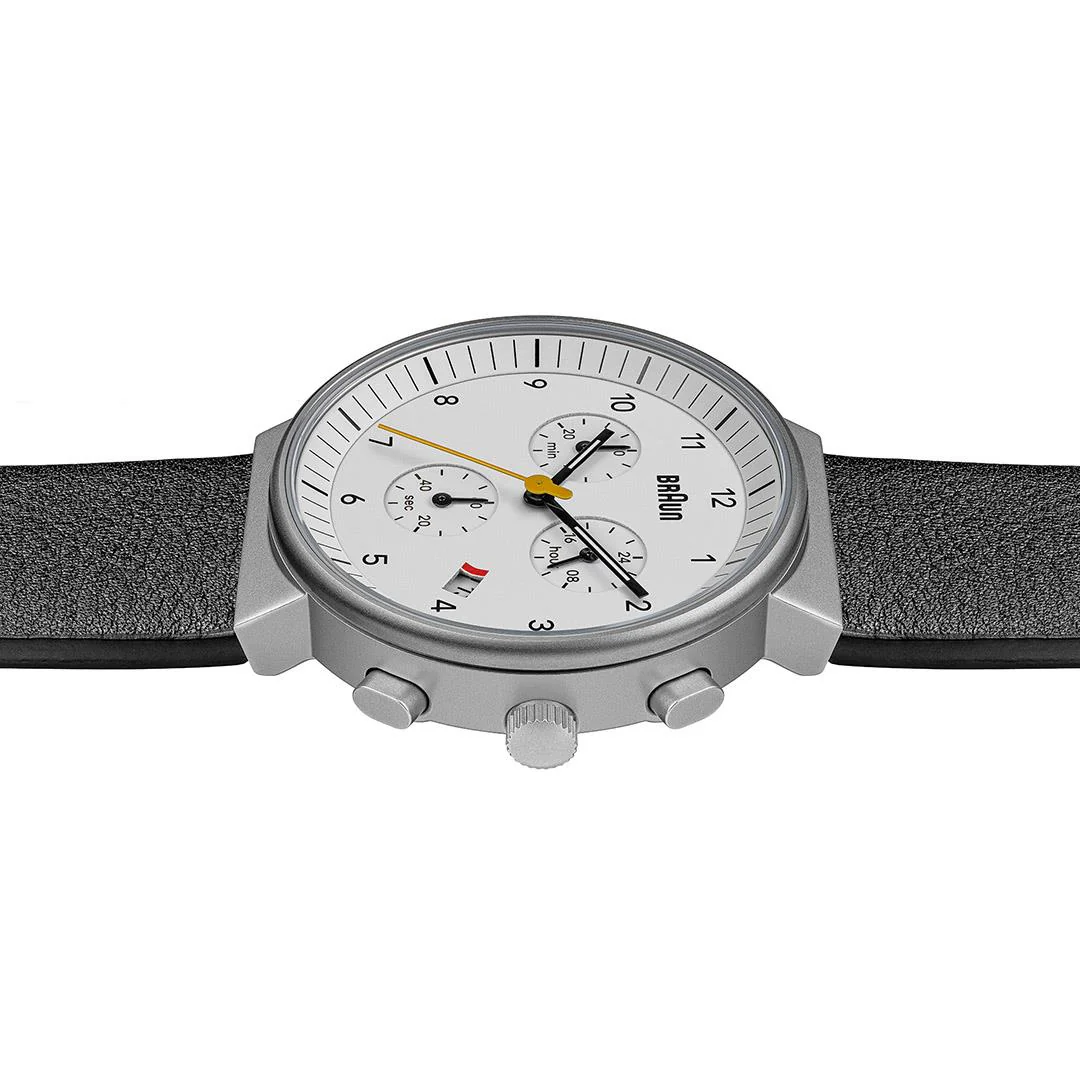 Braun Gents BN0035 Classic Chronograph Watch - Black and Black Leather Strap - Image 4