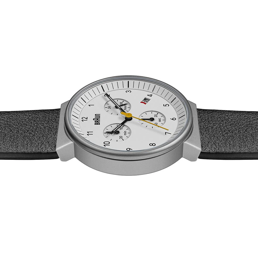 Braun Gents BN0035 Classic Chronograph Watch - Black and Black Leather Strap - Image 5