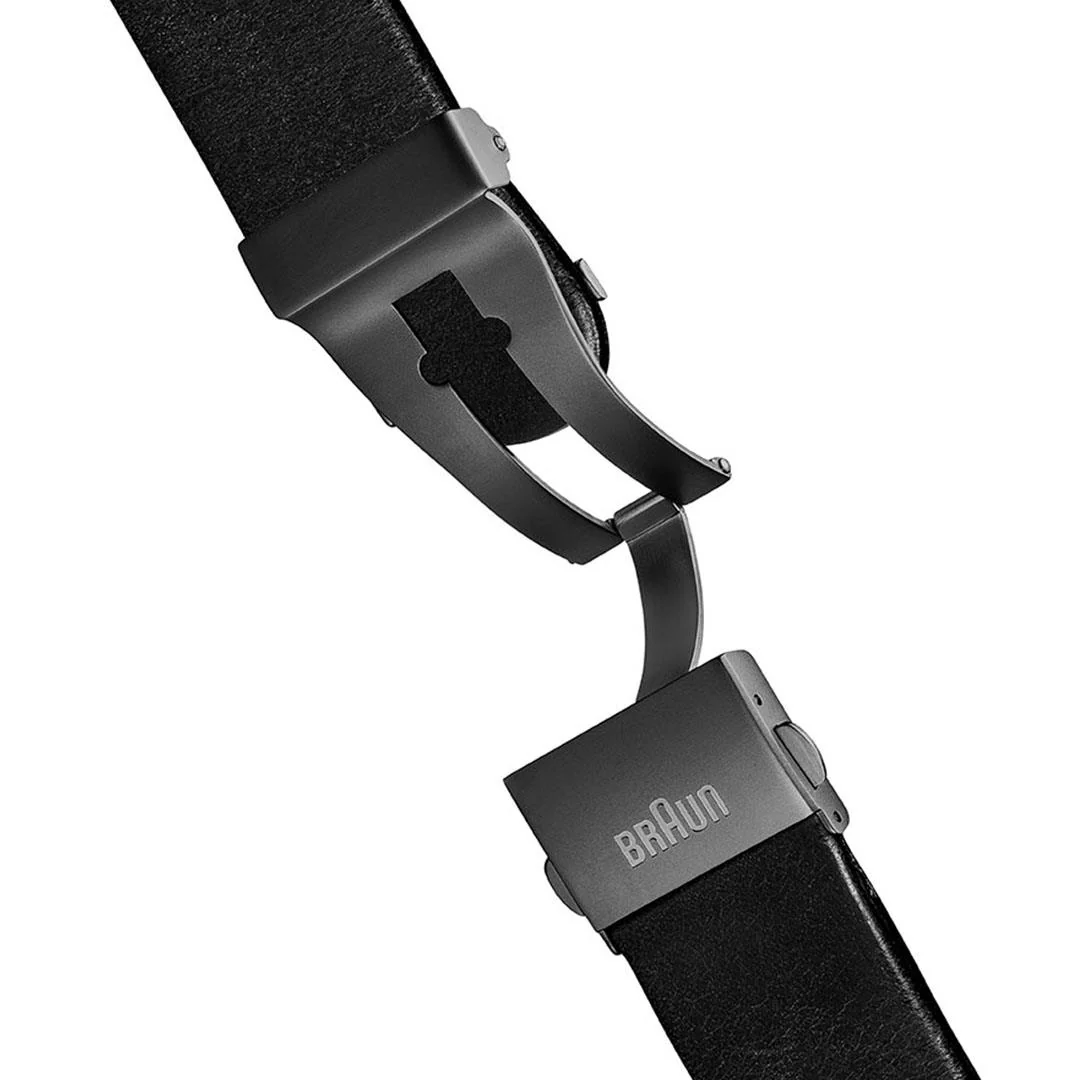 BN0095 Braun gents prestige chronograph watch - black dial and black leather strap - Image 7