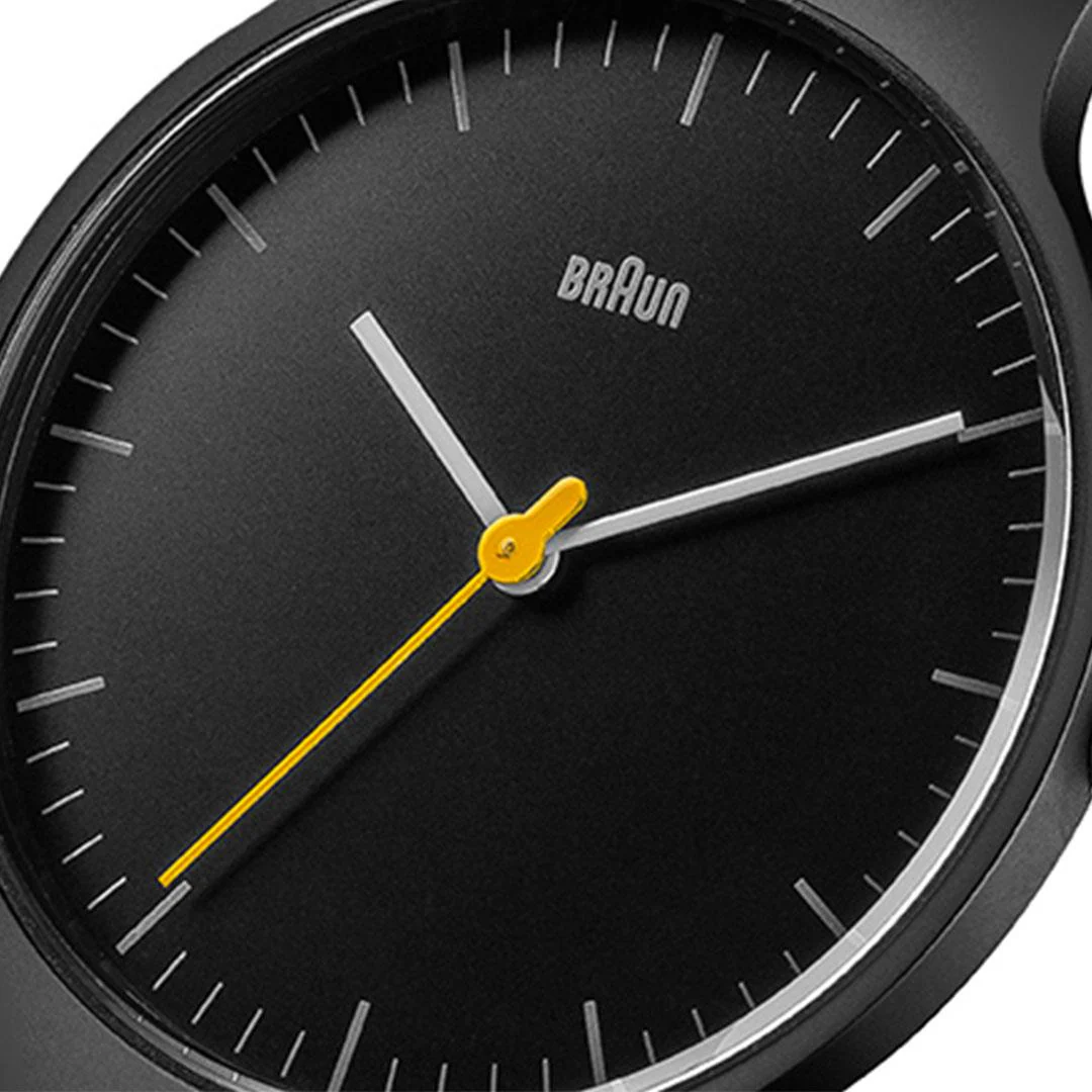 BN0211 Braun gents classic slim watch - black dial and black mesh bracelet - Image 5
