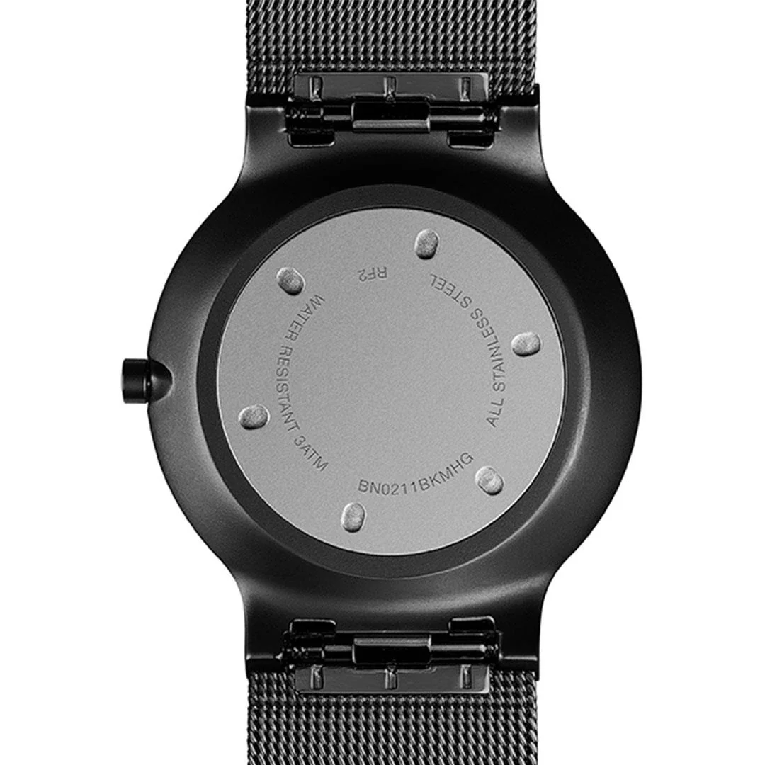 BN0211 Braun gents classic slim watch - black dial and black mesh bracelet - Image 6