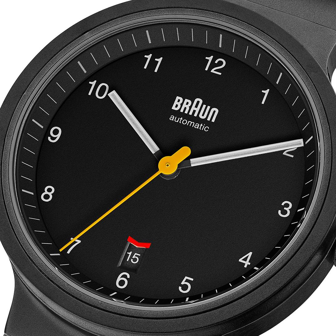 BN0278 Braun gents automatic watch - black dial and black rubber strap - limited edition - Image 3