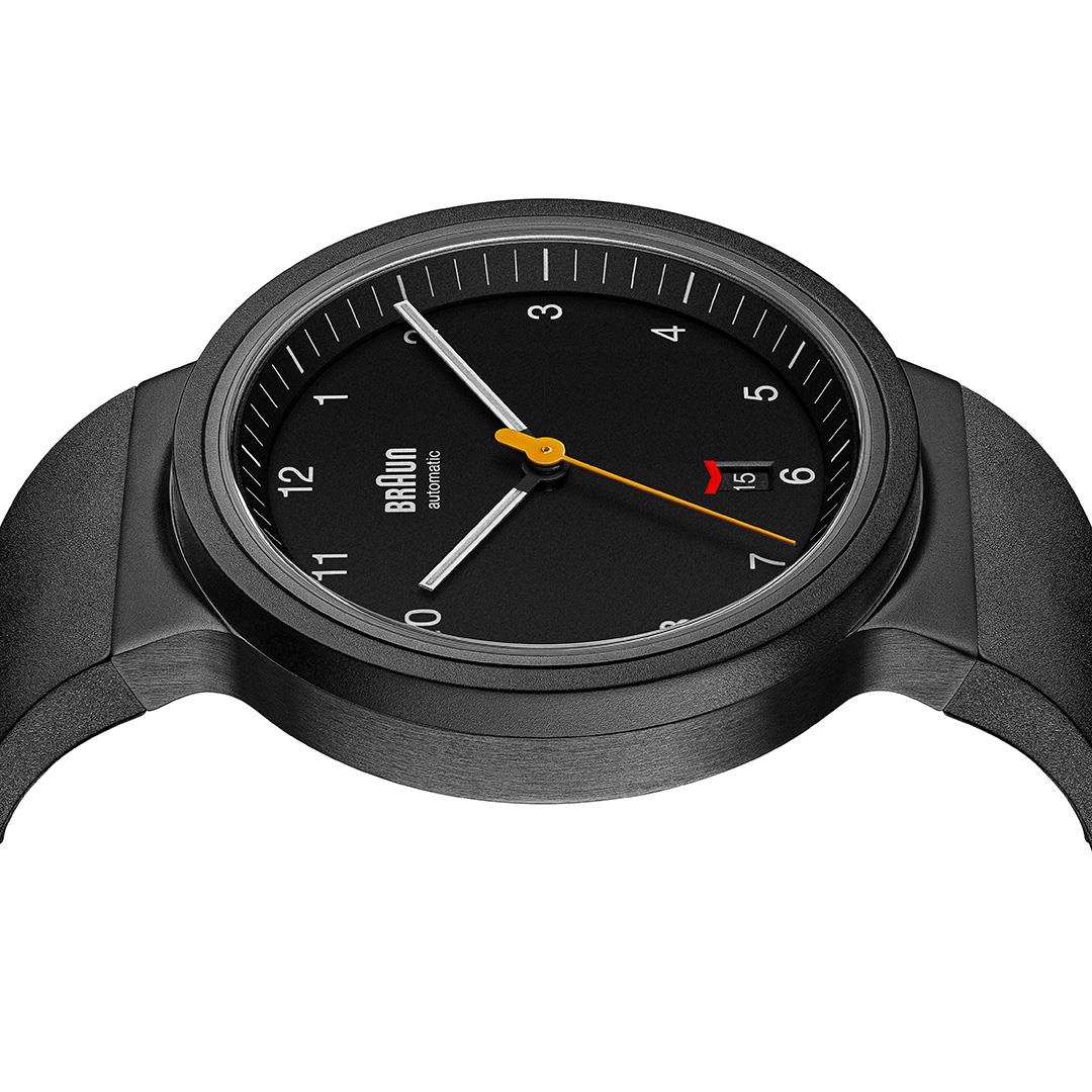 BN0278 Braun gents automatic watch - black dial and black rubber strap - limited edition - Image 5
