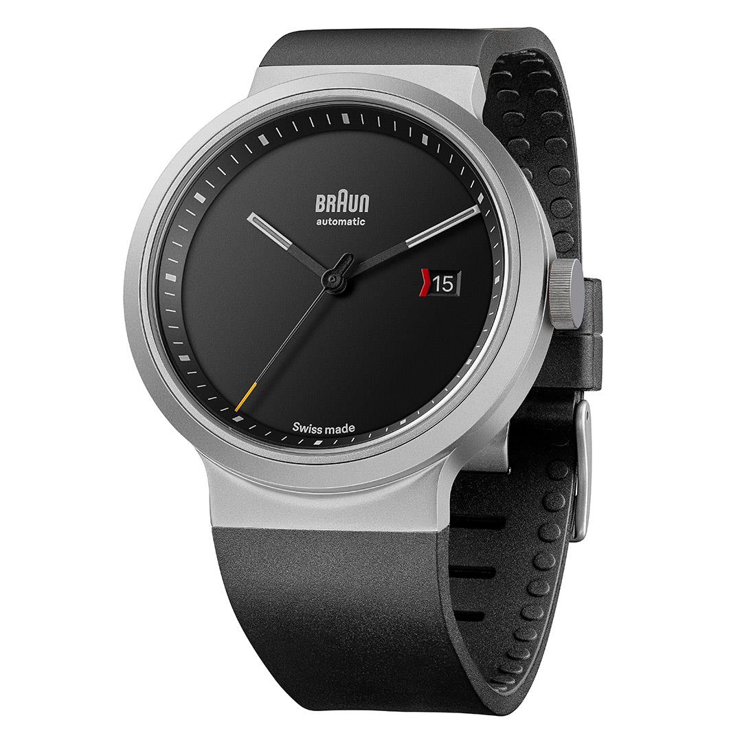 BN0279 Braun Swiss made automatic watch black dial and black rubber strap - limited edition - Image 3