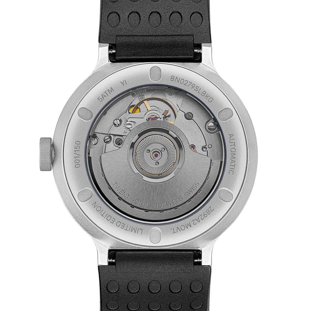 BN0279 Braun Swiss made automatic watch black dial and black rubber strap - limited edition - Image 6