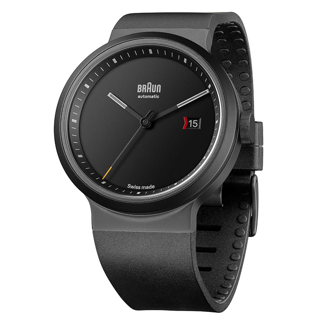 BN0279 Braun Swiss made automatic watch black dial and black rubber strap - limited edition - Image 3