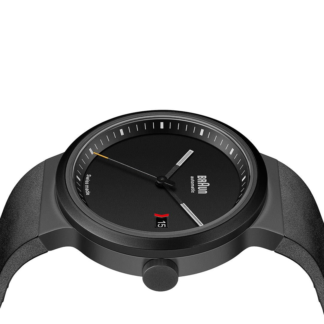 BN0279 Braun Swiss made automatic watch black dial and black rubber strap - limited edition - Image 4