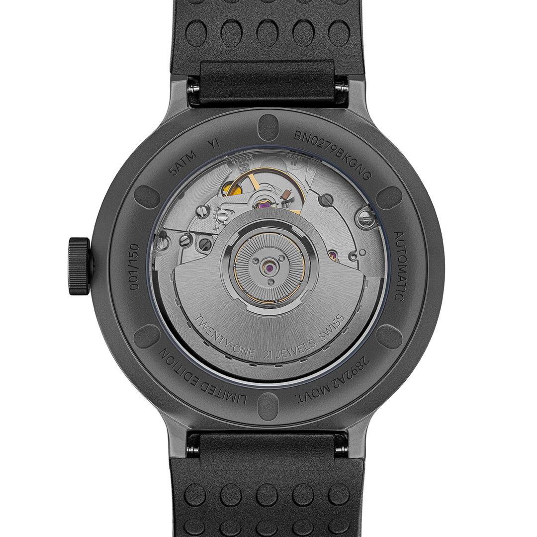 BN0279 Braun Swiss made automatic watch black dial and black rubber strap - limited edition - Image 6