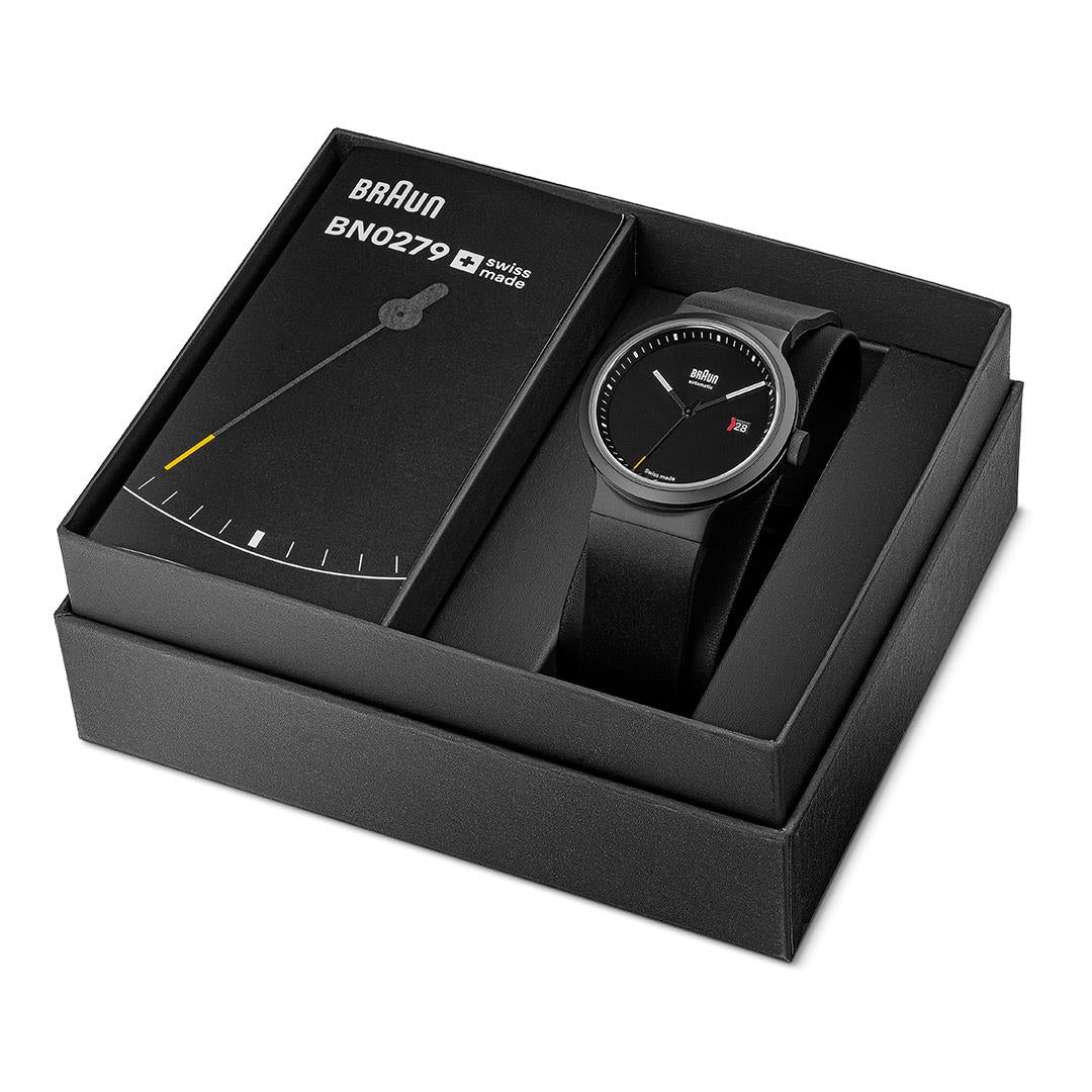 BN0279 Braun Swiss made automatic watch black dial and black rubber strap - limited edition - Image 9