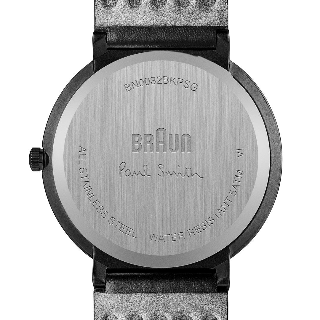 Braun x Paul Smith Limited Edition BN0032 Classic Watch Black Dial and Black Leather Strap - Image 6