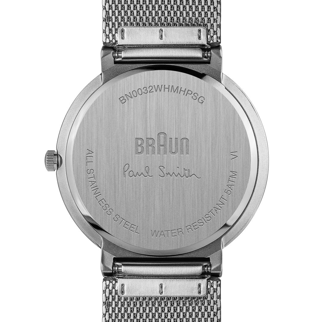 Braun x Paul Smith Limited Edition BN0032 Classic Watch White Dial and Stainless Steel Mesh Strap - Image 6